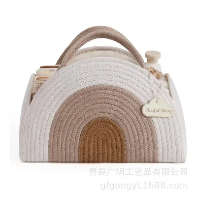 SG Gadget® Foldable Baby Diaper Basket Storage Bag Newborn Cotton Rope Woven Diaper Bags Mummy Bag