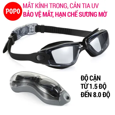 Kính bơi cận thị 1.5 đến 8.0 độ POPO 613 cho người lớn và trẻ em từ 6 tuổi chống tia UV hạn chế sương mờ