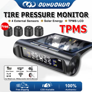 TPMS Wireless Tire Pressure Monitoring System Solar Car Tyre Pressure Alarm LCD Display Tempera-ture Warning With 4 External Sensors