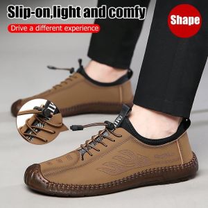 Handmade Stitching Mens Casual Leather Shoes Autumn New Release Slipon Style Soft Sole and Upper