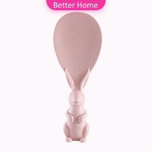 ทัพพีตักข้าว ทัพพีตักข้าวรูปกระต่ายน่ารัก ตั้งได้ ข้าวไม่ติดทัพพี ล้างง่าย Wheat straw rice spoon