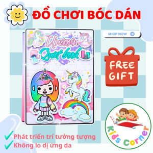 Ngôi nhà búp bê giấy Unicose Quiet Book đồ chơi thông minh bóc dán thủ công cho bé.