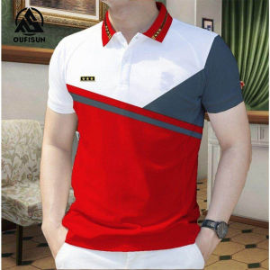 【OUFISUN】Fashiona Mens Polo Shirts Trendy Brand Clothing Short Sleeve Tops Slim Mens Polo Shirts