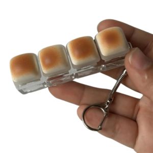 BEIBEI Cute Keyboard Keychain Toy Creative Portable Fidget Keycap Keychain Relaxing Toy Keycap Button Keyboard Button Keyring Stress Relief