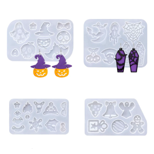 Halloween Theme Earrings Mold with Pumpkin Specter Design Pendant Moulds Silicone Texture Suitable for Crafting