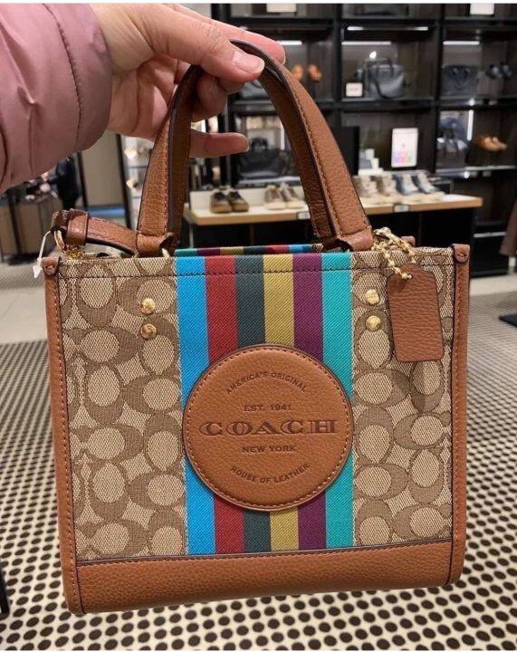 Original Coach Dempsey Tote 22 In Signature Jacquard With Stripe