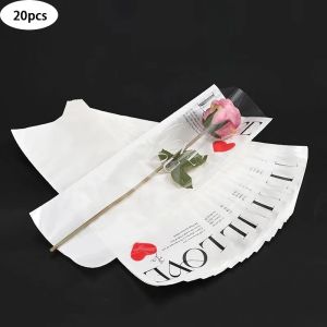 20PCS Flower Wrapping Paper Single Rose Bag Romantic DIY Straight Bouquet Gift Wrapping Bag