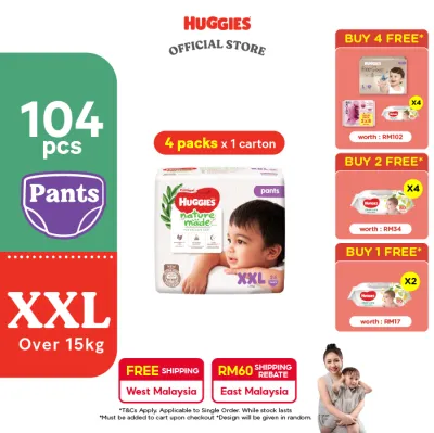 [Peekaboo 03.08 - 05.08] Huggies Naturemade Pants XXL26 (4 Packs)