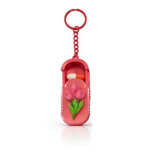 BAGUO(霸果) Tulip Pattern Portable Pill Case Waterproof Compact Mini Pill Box Multi-functional Dispenser Pill Holder Box Daily Use