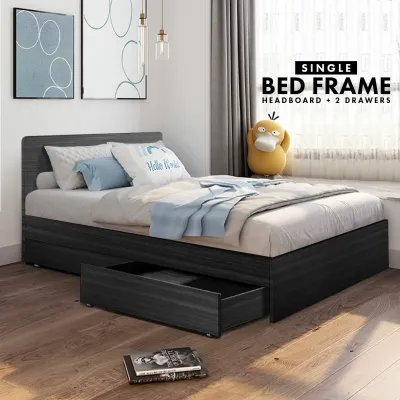 ⚡️LIKE BUG⚡️WOODEN SINGLE BED FRAME WITH DRAWERS SNOW SERIES | KATIL SINGLE | SINGLE BED FRAME | KATIL | BED FRAME DRAWERS STORAGE | MINIMALIST MODERN BED FRAME | PULL OUT BED FRAME