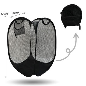 45/50L lưới bằng ni lông Giỏ đựng đồ giặt quần áo bẩn có thể gập lại thoáng khí tổ chức dung tích lớn giỏ đựng đồ giặt với xử lý treo tường Túi