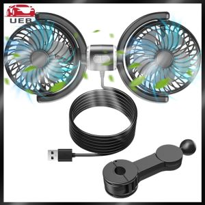 [UEB AUTO] Dual Head Car Seat Back Cooling Fan 3-Speed USB Car Electric Cooling Fan 360  Rotatable Car Neck Cooler Fan for Car Vehicle SUV RV