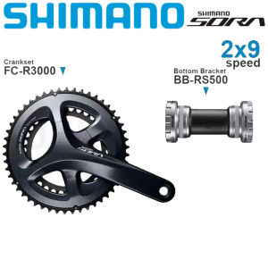SHIMANO SORA R3000ข้อเหวี่ยง2X9จักรยานเสือหมอบความเร็ว170มม. 50-34ตันพร้อมอุปกรณ์รถจักรยานยึดด้านล่าง RS500