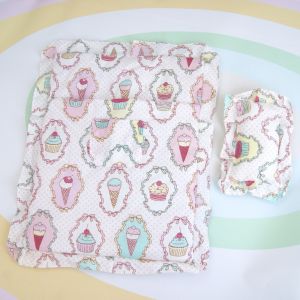 VERIDIAI Five-piece Dollhouse Miniature Bed Mattress Miniature Plush Doll Bedding Scale Dollhouse Bedroom Bed Lovely 20cm Doll Sleeping Bag Doll House