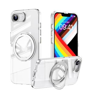 Case For iPhone 17E 16E 360° Ring Acrylic Silicone Matte Transparent Hard Silicone Cover For iPhone 17 E Shell Bumper