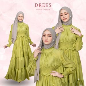 ชุดเดรสออกงาน กระโปรงยาวอัมเบลล่า แฟชั่นอิสลาม เอวสม็อคยืดได้เยอะ ทรงสวยมาก IM22 วาริสมุสลิม