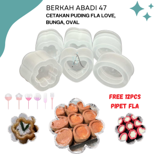 Cetakan Kue & Puding Viral Isi 12 – Cetakan Agar Jelly Plastik Oval Love Bunga FREE PIPET FLA