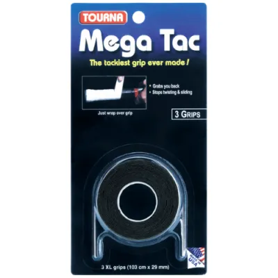 Tourna Racquet Grip Mega Tac - 3 Grips Black