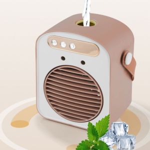 MNLXM Dual Mist Nozzles Mist Fan Water Cooling Dual Head Humidifier Fan Long-Term Low Noise Silent Spray Fan Indoor Use