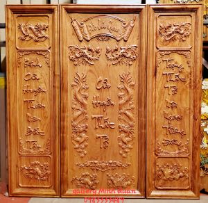 Liễn thờ gia tiên- Cửu Huyền Thất Tổ bằng gỗ hương