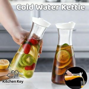 Kitchen Round Carafe with Lid Round Carafe Cold Brew Pot Cold Brew Cup High Juice Bottle Milk Bottle Round Sealed Lid Cold Water Bottle Transparent Plastic Jug Large Capacity