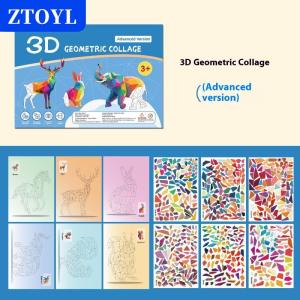 [COD]🔥🔥🔥ZTOYL 1 Set Animal Cognitive Training Enlightenment Toy Decals 3D Geometric Collages Childrens Puzzle Enhance Focus Handmade Stickers