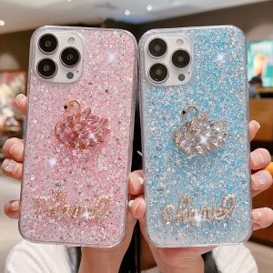 KONSMART Phone Case For VIVO Y27s Y17s Y27 Y36 4G 5G 2024 Luxury Rhinestone Swan Soft TPU Shockproof Phone Casing for VIVO Y02 Y02A Y02T Y02s Y16 Y22 Y22s