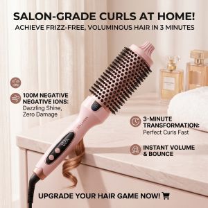 Hair Volumizing Curling Comb Straightener Styling Brush Dual PTC Heating Negative Ion Red Light Root Lift Curling Wand Hair Curler Portable Beauty Styling Tool Set
