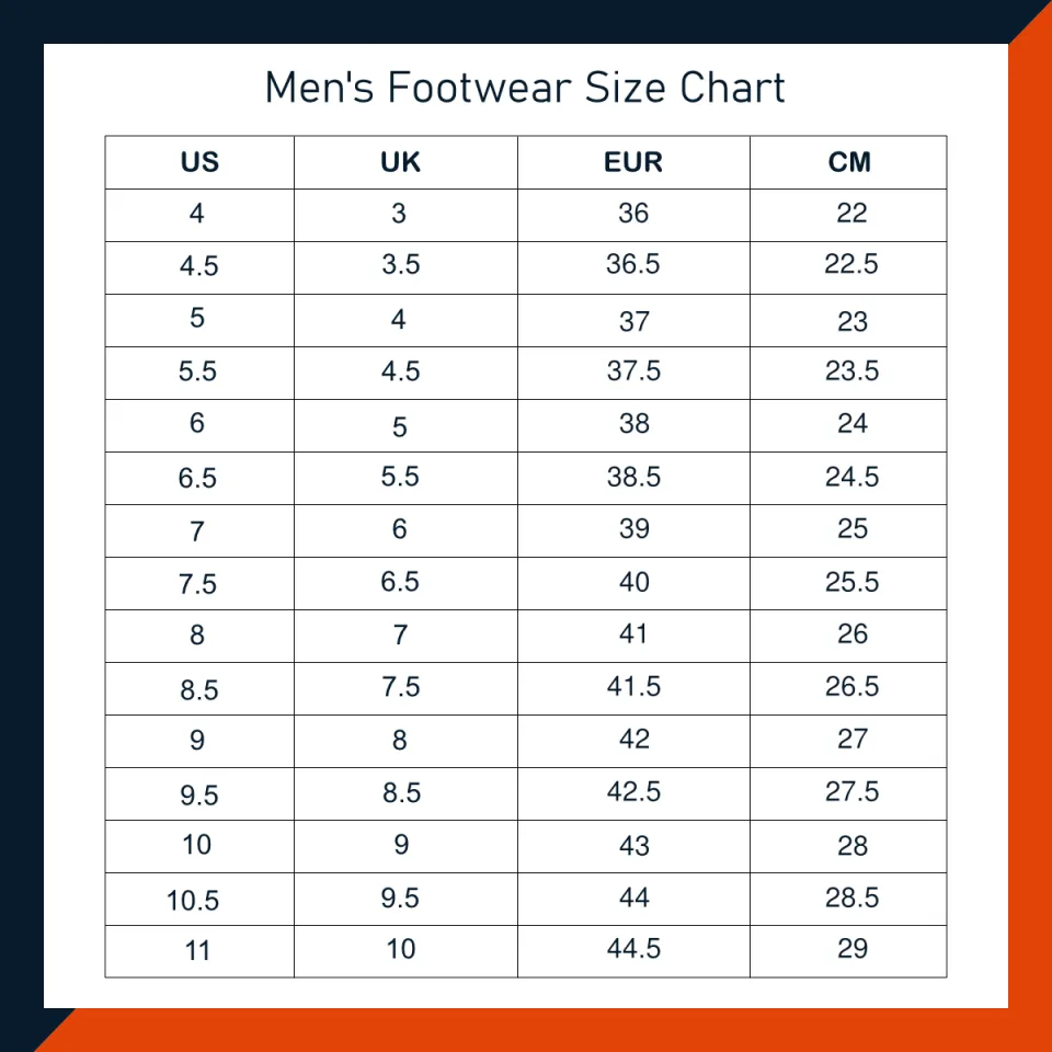 Sperry men's size clearance chart