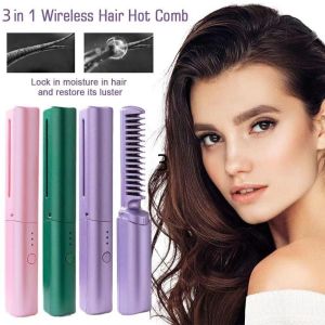 Recharge Catokan Sisir Pelurus Rambut Portable Catok 3in1 Anti Kusut