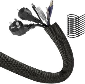 AGPTEK Cable Sleeve Cover 10ft - 4/5 inch Dog Cat Cord Protector Management Protect Cables from Pets Chewing for Home Desk Automotive Wire Loom Tubing Cord Protection Self-Wrapping White