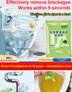 【Powerful Pipe Foam Cleaner】Multi-Effect Drain Cleaning Bubble Powder 80g Strongly Dissolves Kitchen Drain Grease Toilet Unclogging Agent Sewer Cleaning Paste