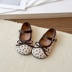 Girls Shoes Spring Sweet Flower Embroidery Princess Leather Shoes Shallow Mary Janes Soft Non-slip Kids Dress Party Flats J03256