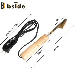 [Bside Tool Store] Small Iron for Leather Jacket Bag Wrinkle Remove Copper Tip Wooden Handle