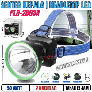 Headlamp / Senter Kepala Led Super Terang 50w Usb Charging Senter Sorot Dengan Cahaya Putih Pm-2803a | Senter Kepala Cas Ulang Senter Kepala Rechargable Beterai 7500mah Tahan Hingga 24 Jam Nonstop - Vas