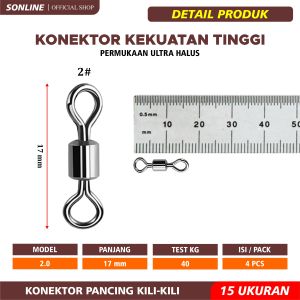 SONLINE Fishing Linker Barel Bearing Pancing Dengan Ring Solid Konektor Solid Fishing Gear MSZH