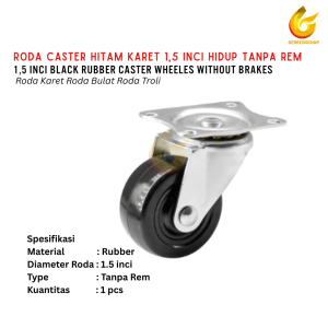 4 pcs Roda Caster Hidup 1.5 Inci Hitam Roda Etalase