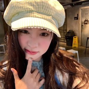 MIRACLE HOME STORE Spring Summer Plaid Berets Thin Y2k Newsboy Caps Vintage Casual Octagonal Hat for Women
