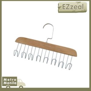 8 Hooks Solid Wooden Bra Hanger Multifunctional Belts Tie Cap Durable Wood Hanger