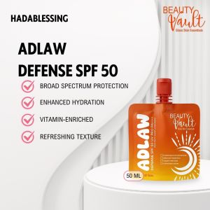 Beauty Vault Adlaw Defense Sunscreen SPF50 PA+++ Non Toxic Sheer Sunblock 50ml