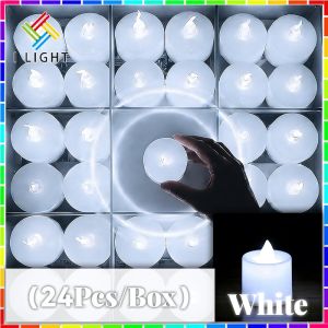 (Fast Delivery)(24Pcs) Flameless Candle Tea Lamp multiple colors available battery-operated holiday candle lights for Christmas weddings birthdays party decoration candle lights