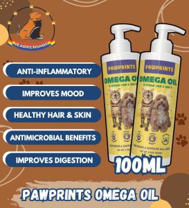 PAWPRINTS OMEGA OIL 100ml Vitamin Kucing Anjing Untuk Kitten Puppy Adult Minyak Omega Kesehatan Kulit Rambut All Life Stages Suplemen Insect Dry Anak Dewasa Pencernaan Sensitif Sensitive Bulu Lebat Hair And Skin