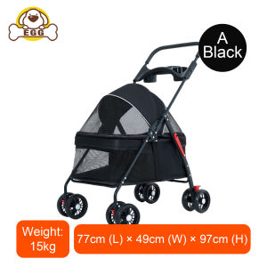 PMT Foldable Pet Trolley Dog Cart 4 Wheels Fit for 20KG travel mosquito net Carrier Strong Structure