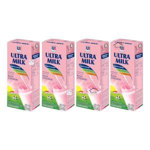 4PCS Ultra Milk UHT Strawberry Susu Sapi Rasa Stroberi
