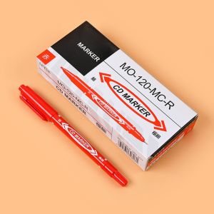 10 pcs 0.5mm/1.0mm Double Head Black Ink Marker School Office Quick-Drying Hook Line Pen Red/Blue/Black Color Dual Tip Marker