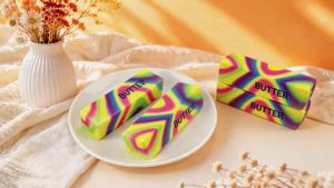 4pcs Colorful Butter Squishies Soft Butter-Shaped Slow Rising Squishy Stress Relief Anxiety Relaxation Squeezes Big Butter Squeeze 4 oz with Milk Aroma Party Favors and Classroom Prizes