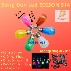 [COMBO 2] Bóng Đèn Led EDISON S14 Nhiều Màu E27 Chống Nước 3w siêu sáng