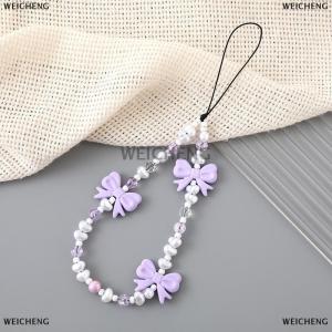 [COD] WEICHENG Simple Cute Kawaii Bowknot Beaded Phone Chain Fashion Delicate Keychain For Women Girls Sweet Bag Decoration Accessories Gifts