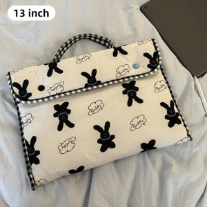 Large Capacity Tablet Bag Cute Rabbit 11/13 inch Laptop Organizer Bag Outdoor Travel Electronics Anti-freezing Storage Cotton Bag