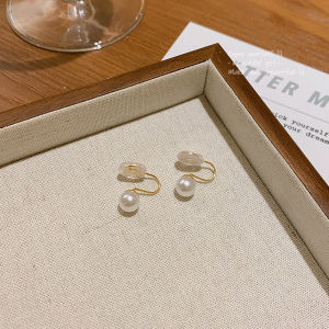 shiqinbaihuo Ngọc Trai Tai Clip Thời Trang Mà Không Có Lỗ Tai Bông Tai Đơn Giản Tai Cuff Giả Đồ Trang Sức Thời Trang Bông Tai Ngọt Ngào Cho Phụ Nữ